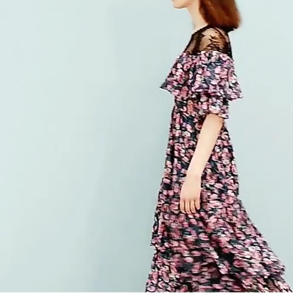 Rebecca Taylor Tea Rose Midi Dress Size 6 - Picture 3 of 12